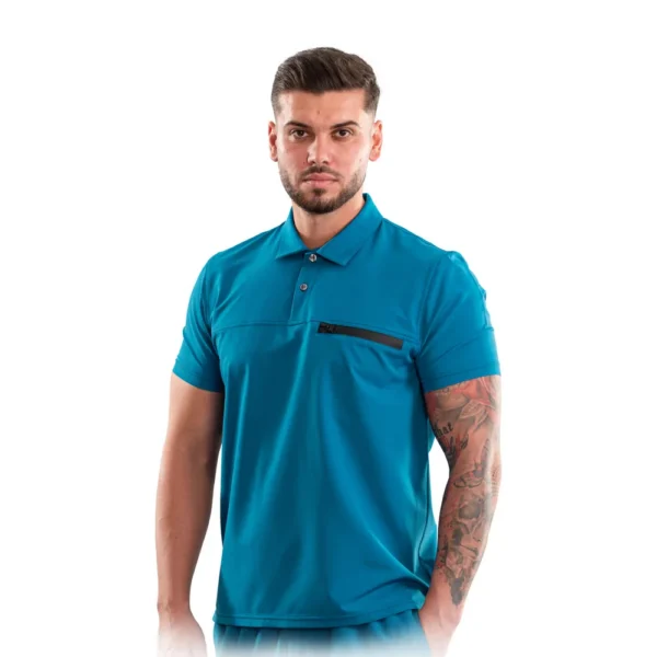 Bluză medicală pentru bărbați tip Polo cu nasturi, culoare Dark marine