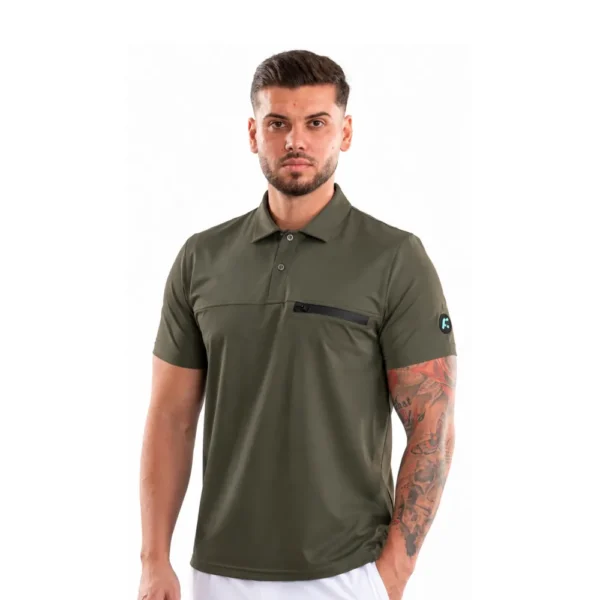 Bluză medicală pentru bărbați tip Polo cu nasturi, culoare Olive