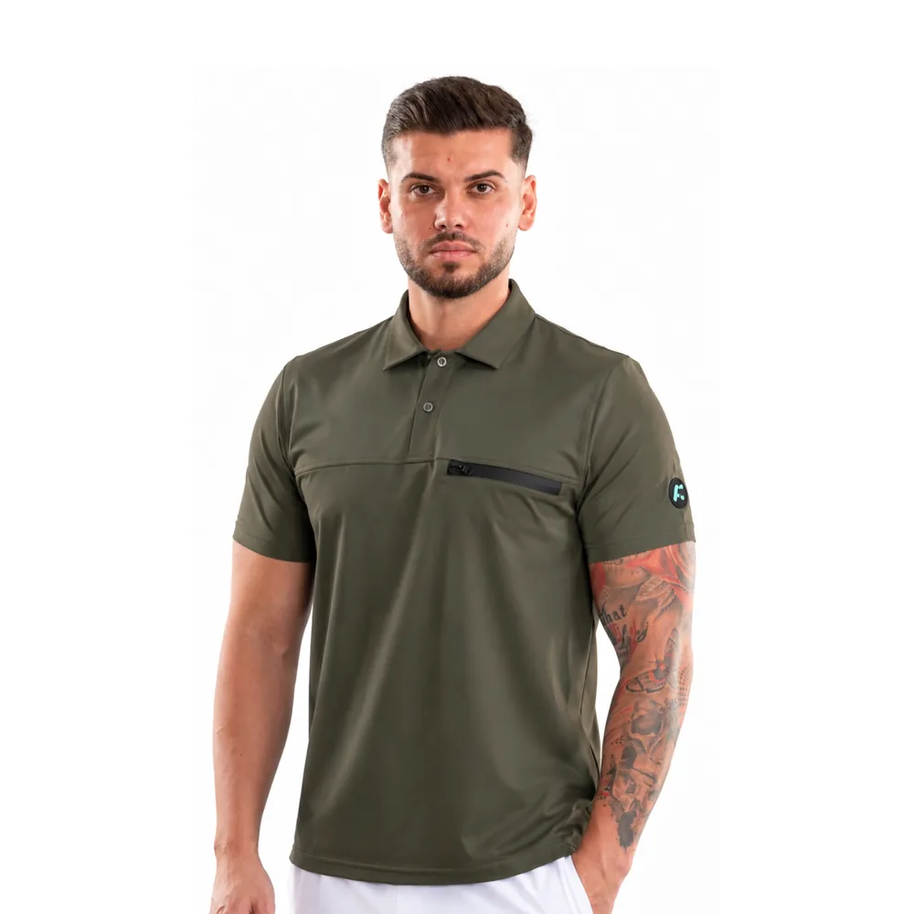 Bluză medicală pentru bărbați tip Polo cu nasturi, culoare Olive