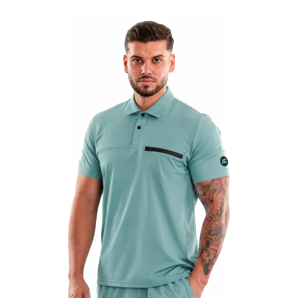 Bluză medicală pentru bărbați tip Polo cu nasturi, culoare Olive B