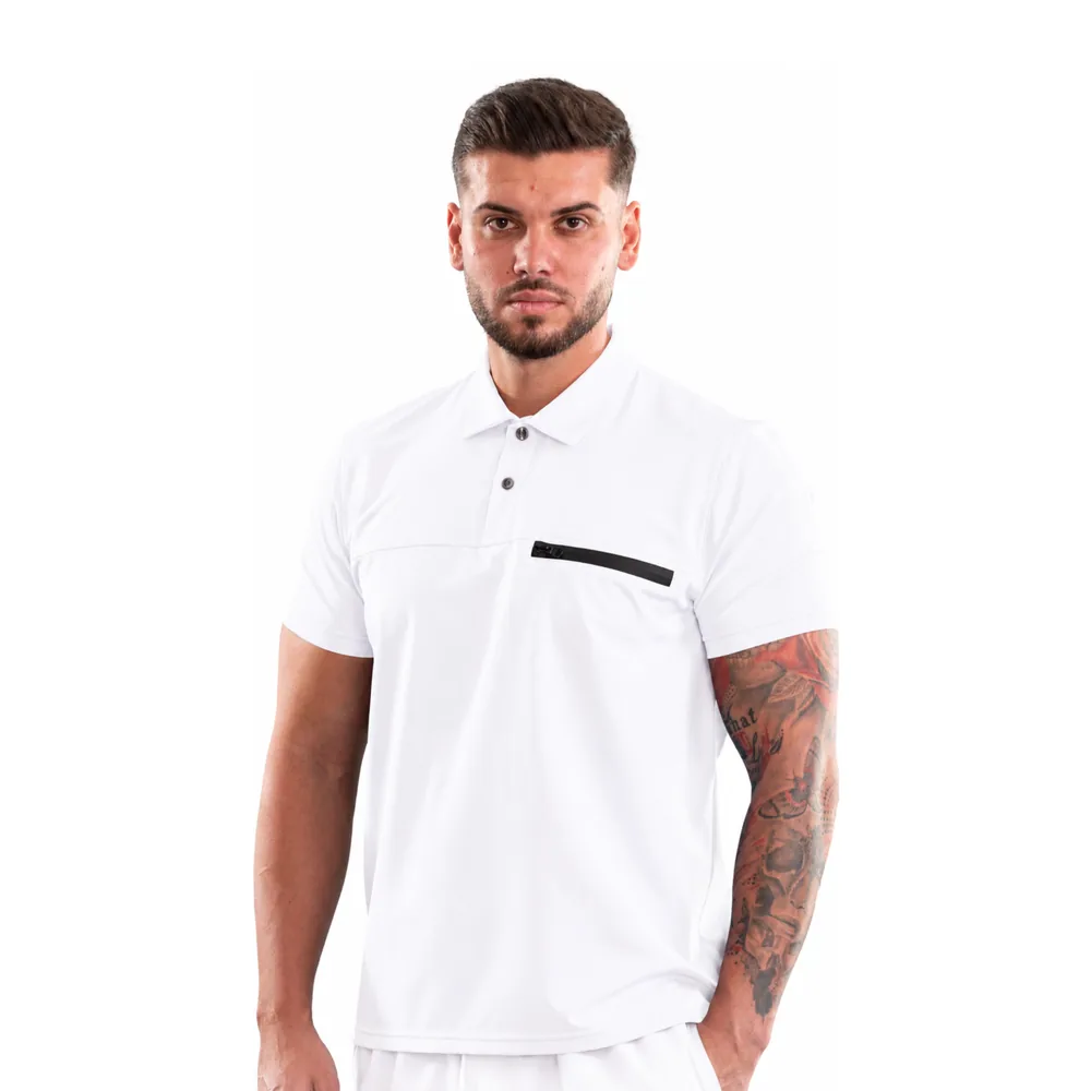 Bluză medicală pentru bărbați tip Polo cu nasturi, culoare White