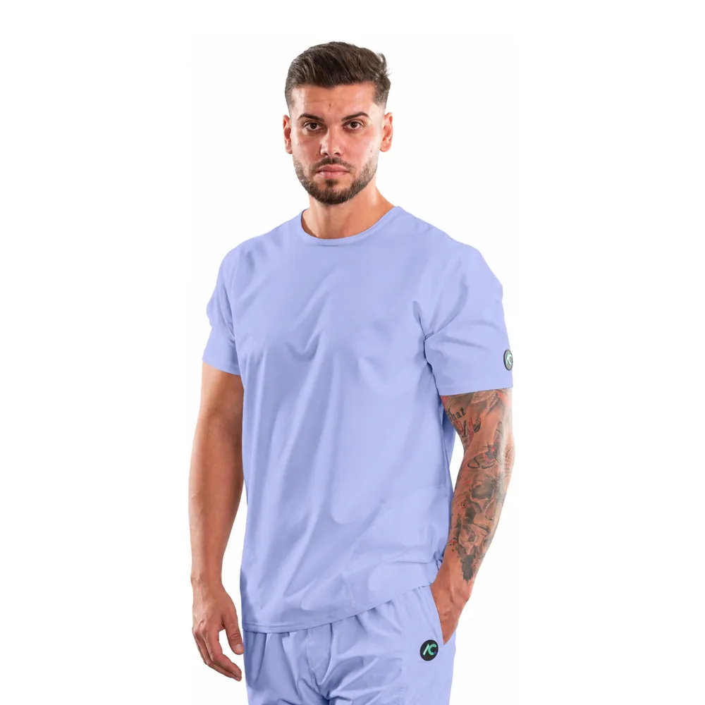 Men’s Active Sport medical blouse with round neck, colour Baby blue