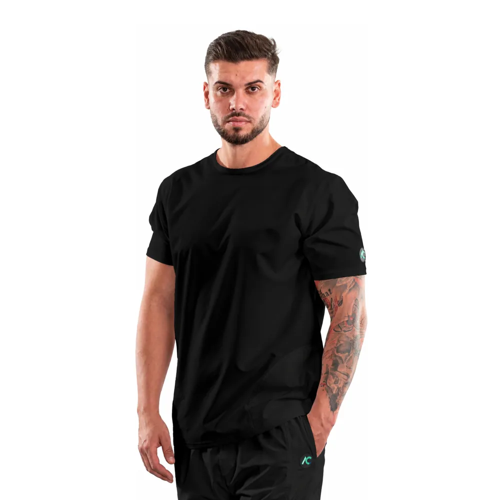 Men’s Active Sport medical blouse with round neck, colour Black