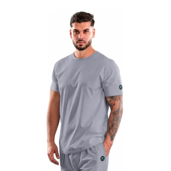Bluză medicală pentru bărbați Active Sport cu guler rotund, culoare Grey