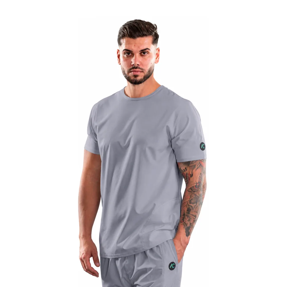 Men’s Active Sport medical blouse with round neck, colour Grey