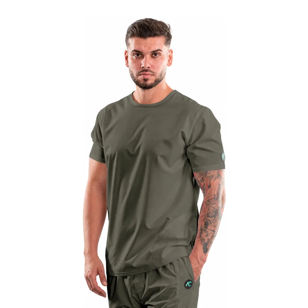 Men’s Active Sport medical blouse with round neck, colour Olive