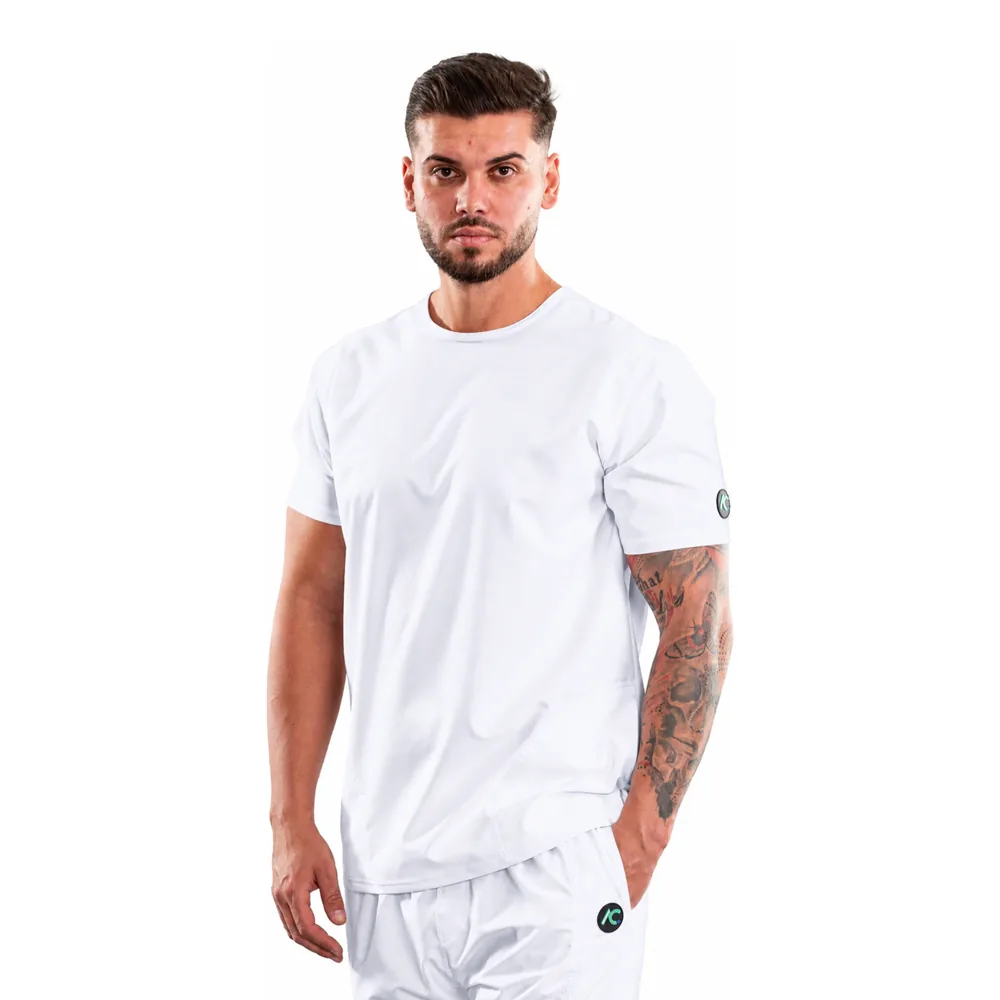 Men’s Active Sport medical blouse with round neck, colour White
