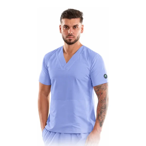 Bluză medicală pentru bărbați V-Elite Classic, culoare Baby blue