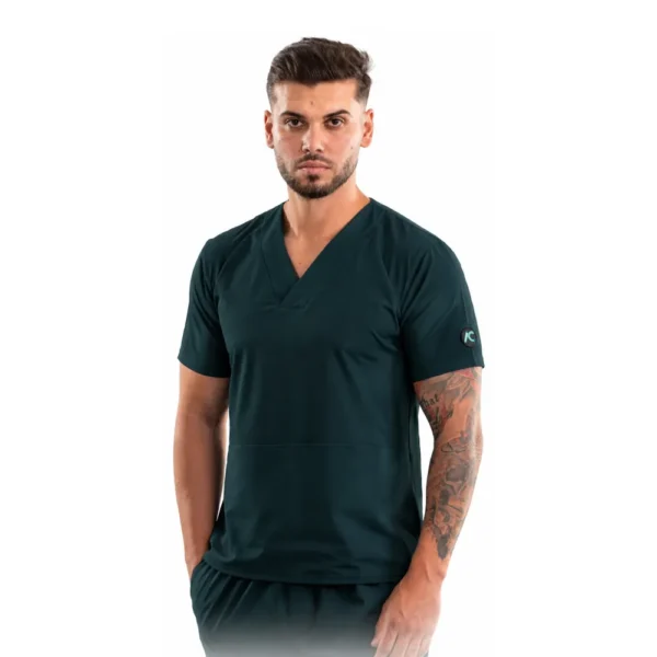 Bluză medicală pentru bărbați V-Elite Classic, culoare Dark green