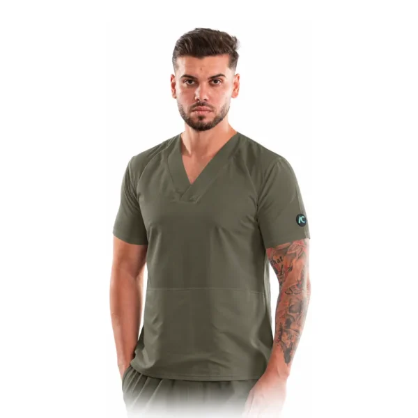Bluză medicală pentru bărbați V-Elite Classic, culoare Olive