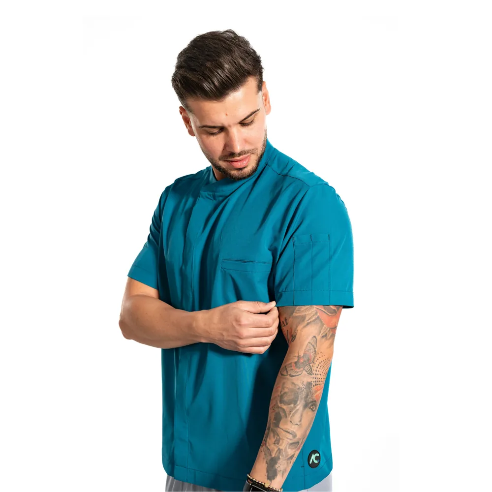 Men’s Core medical blouse, colour Dark marine, detaliu profil