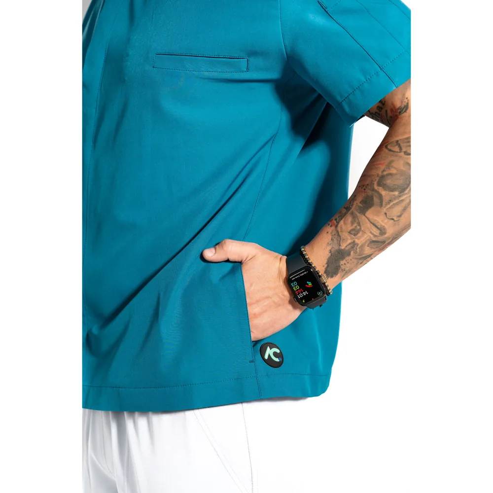 Men’s Core medical blouse, colour Dark marine, profile detail pocket
