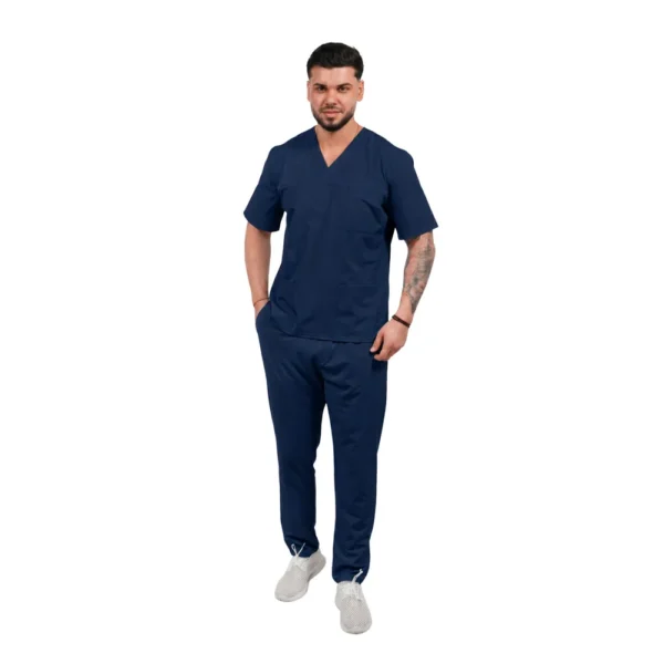 Men’s Smart Classic medical blouse with crossover neckline, colour Classic navy
