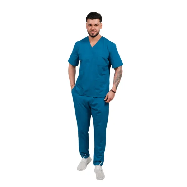 Men’s Smart Classic medical blouse with crossover neckline, colour Dark marine