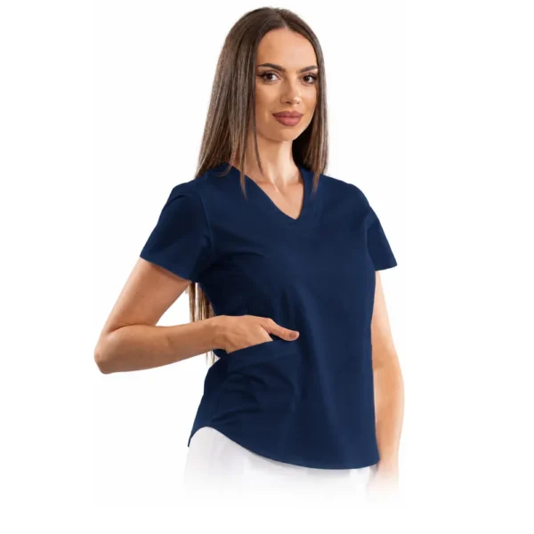 Classic comfort women's medical blouse with V-neck, colour Classic navy