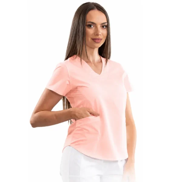 Bluză medicală damă clasic confort V-neck, culoare Powder pink