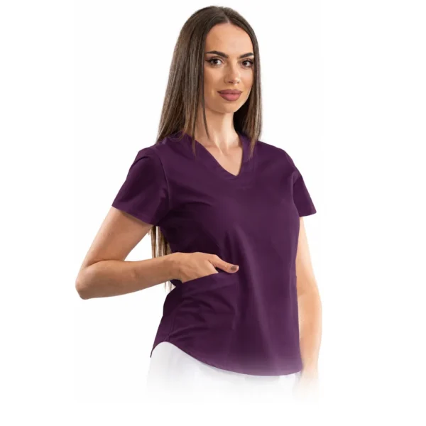 Bluză medicală damă clasic confort V-neck, culoare Purple
