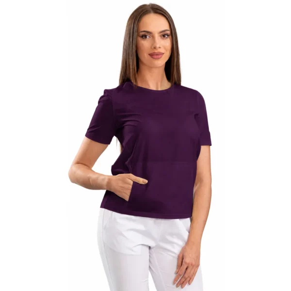 Bluză medicală damă Active Sport cu guler rotund, culoare Purple