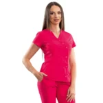 Bluză medicală damă Elegance cu închidere asimetrică