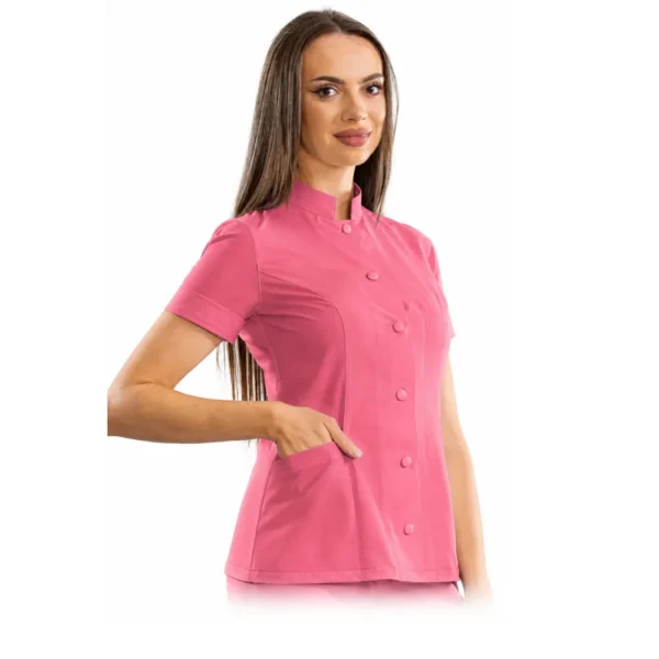 Bluză medicală damă Executive cu guler tunică, culoare Ash pink