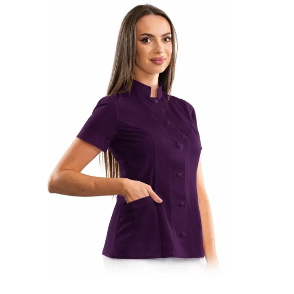 Bluză medicală damă Executive cu guler tunică, culoare Purple