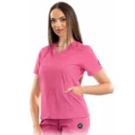 Women’s Wrap-style medical blouse with asymmetrical neckline