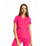 Bluză medicală damă Zip-Glam cu decolteu în V