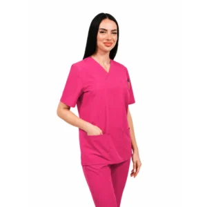 Bluză medicală damă Smart-Clasic cu decolteu petrecut, culoare Amarant