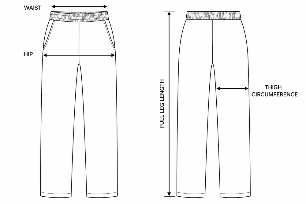 Punctele de măsurare pentru Pantaloni medicali pentru bărbați Clasic Confort