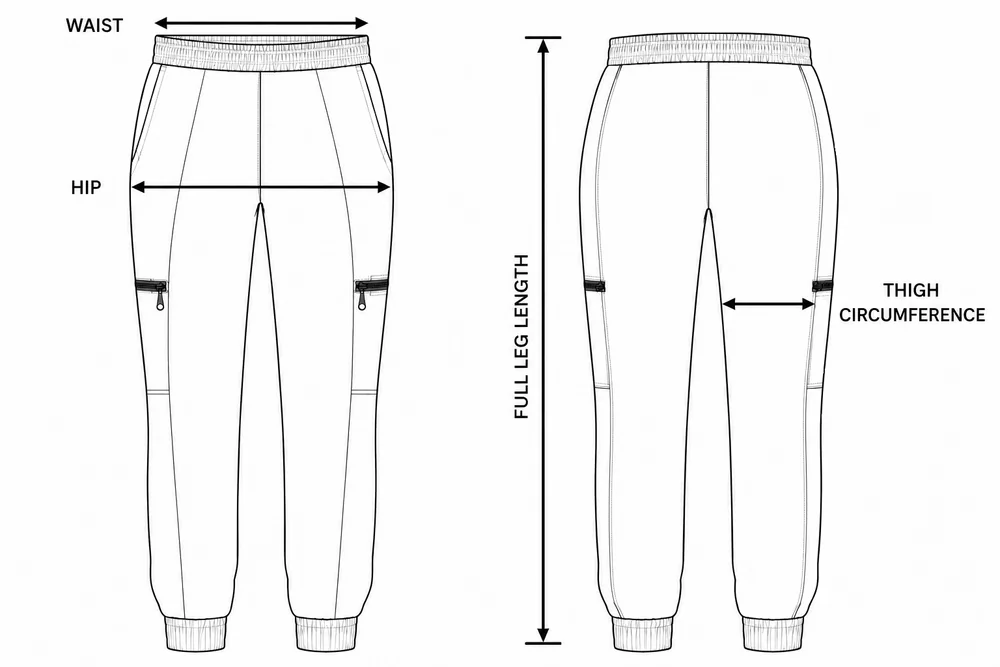 Measuring points for Active Jogger men’s medical Trousers