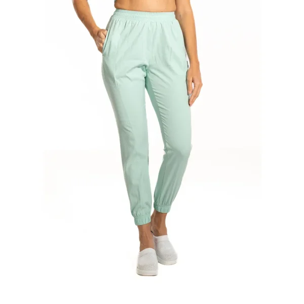 Pantaloni medicali Valentina din material Gofra, culoare Ocean wave, ținută completă