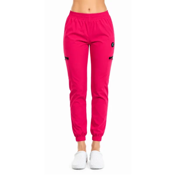 Pantaloni medicali damă Active Jogger cu buzunare laterale, culoare Amarant