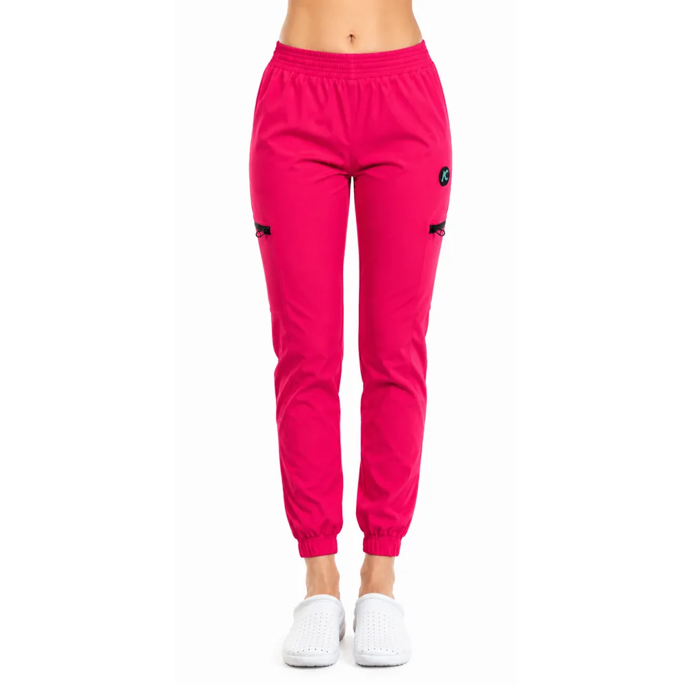 Pantaloni medicali damă Active Jogger cu buzunare laterale, culoare Amarant