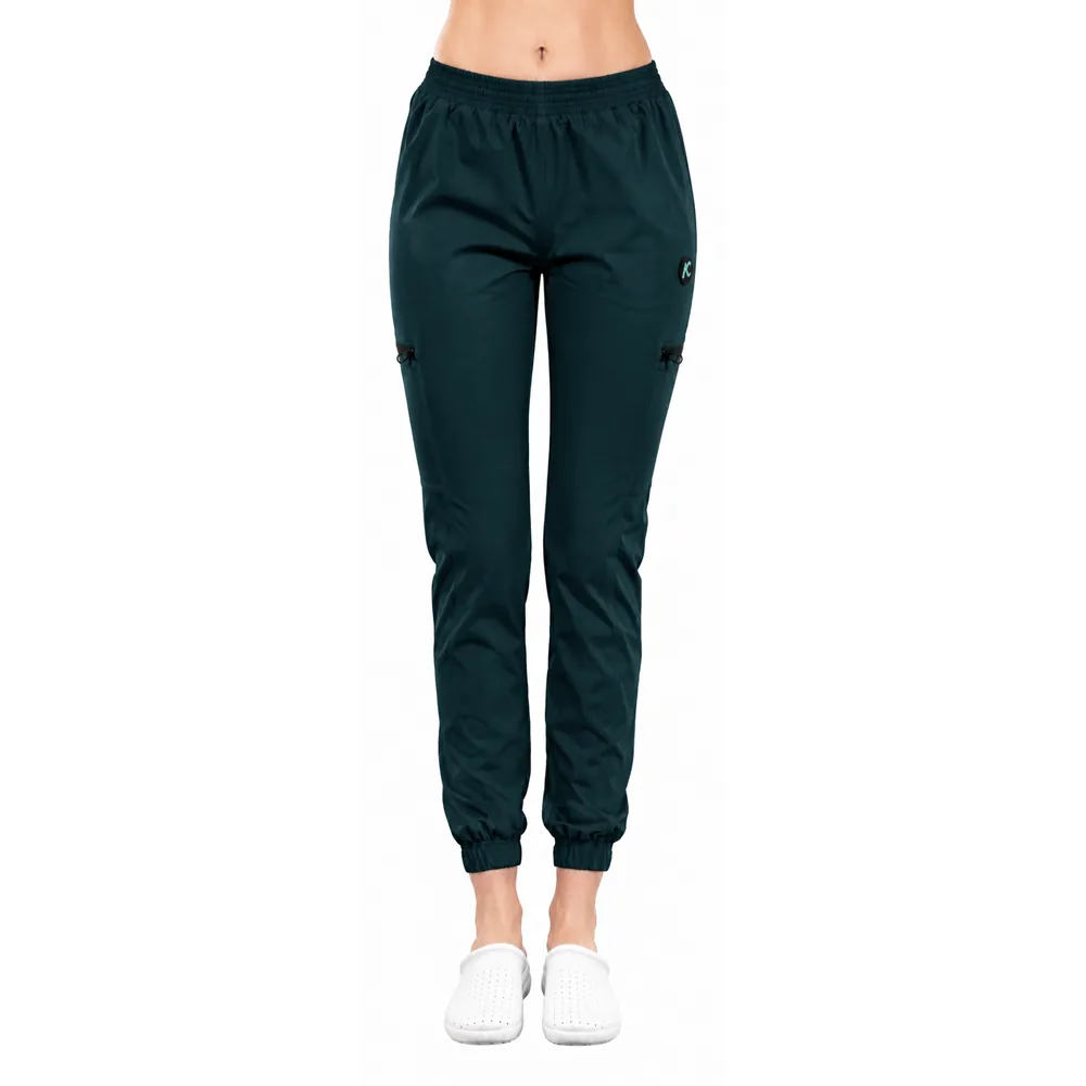 Pantaloni medicali damă Active Jogger cu buzunare laterale, culoare Dark green