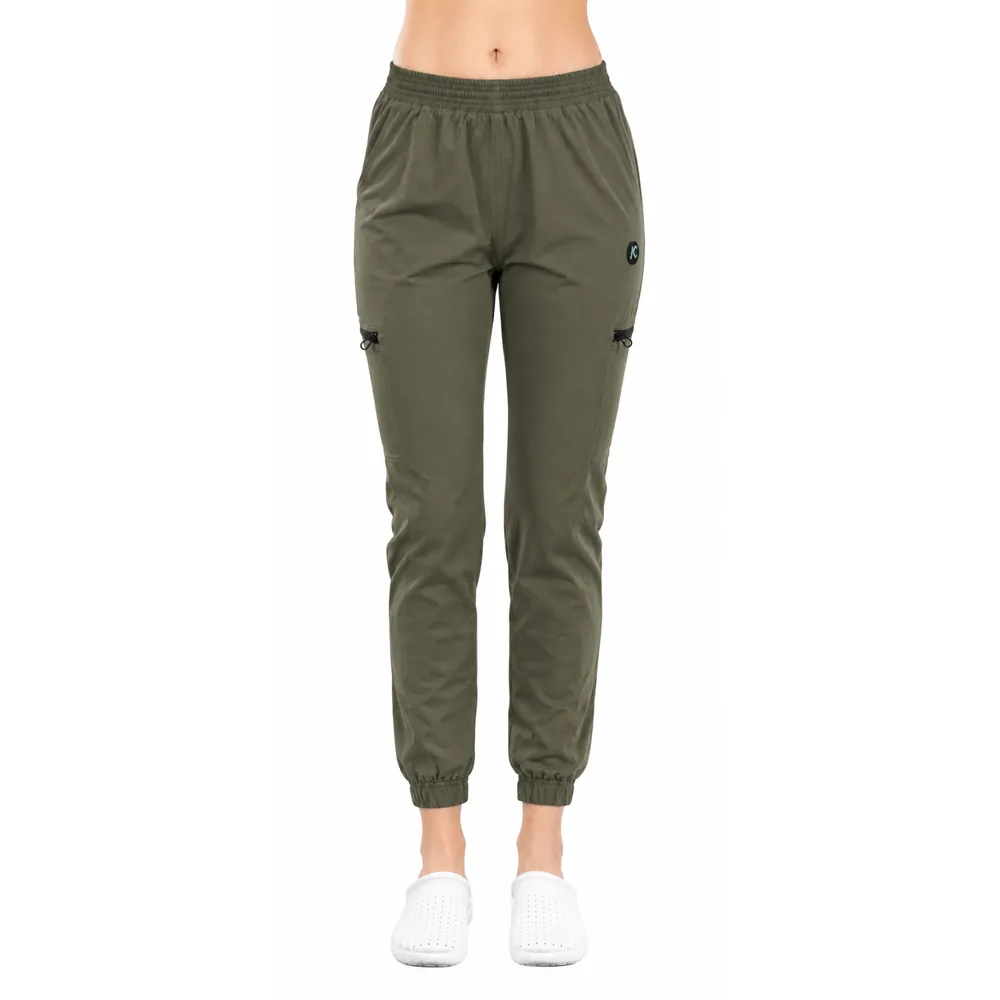 Pantaloni medicali damă Active Jogger cu buzunare laterale, culoare Olive
