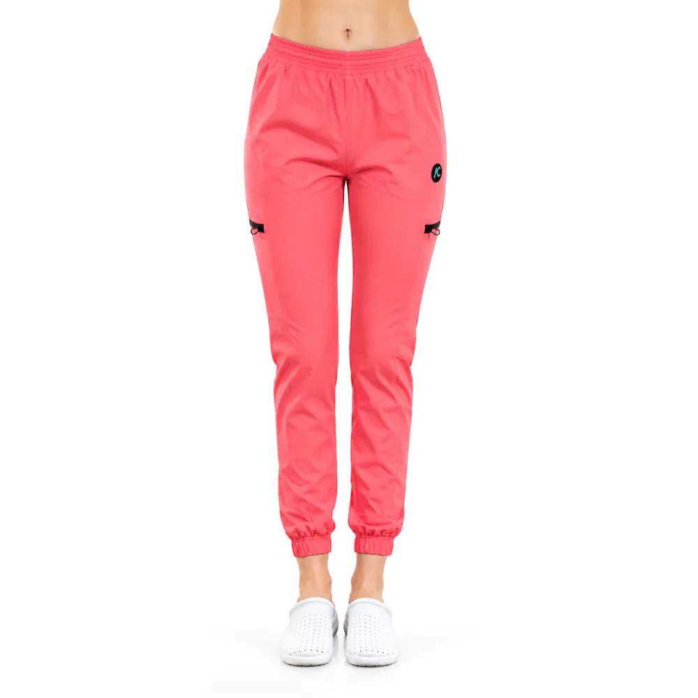 Pantaloni medicali damă Active Jogger cu buzunare laterale, culoare Pink C