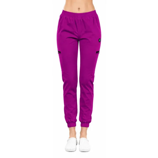 Pantaloni medicali damă Active Jogger cu buzunare laterale, culoare Raspberry