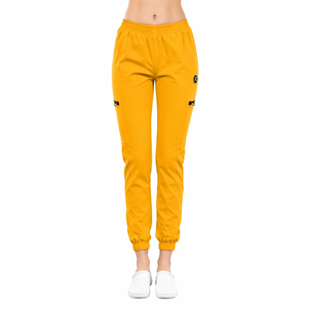 Pantaloni medicali damă Active Jogger cu buzunare laterale, culoare Sunflower