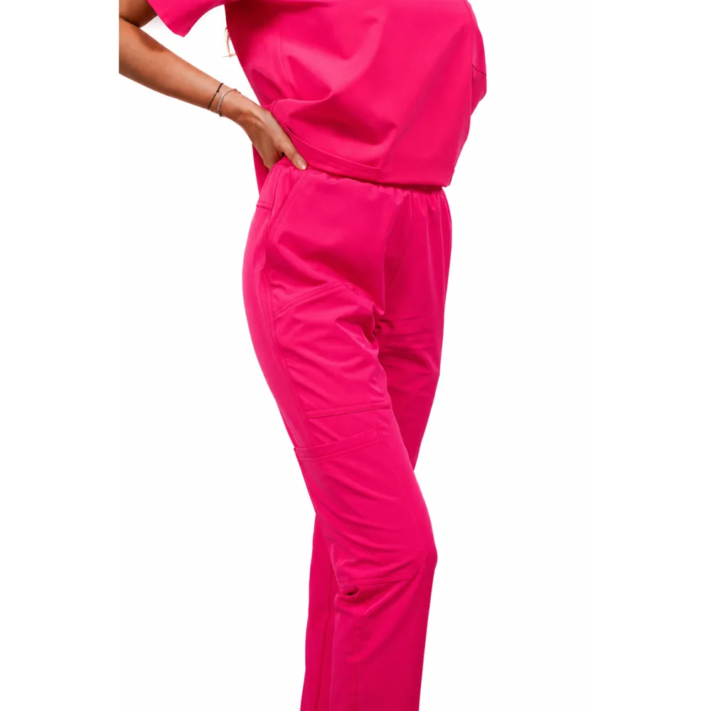 Pantaloni medicali de damă cu croială jogger și buzunare multiple