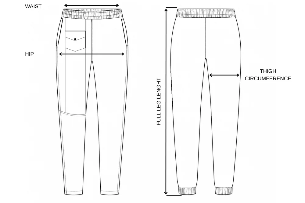 Punctele de măsurare pentru Pantaloni medicali damă Silhouette