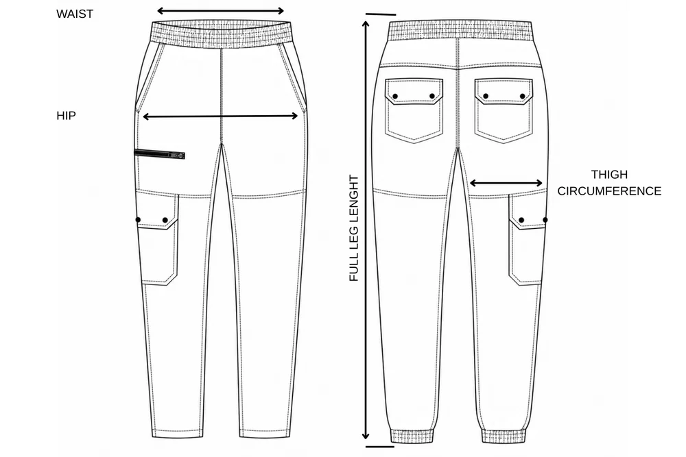 Punctele de măsurare pentru Pantaloni medicali damă Elite Pocket